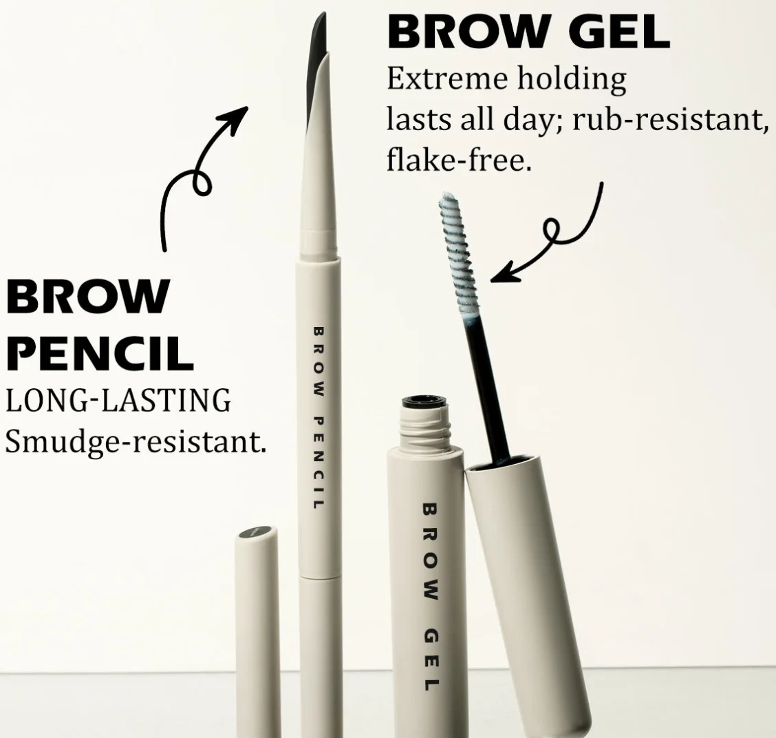 Kit de crayon à sourcils et de Gel, marque privée, vente en gros, maquillage 2 en 1, style longue durée, crayon à sourcils 3d, stylo à colle, 50 pièces