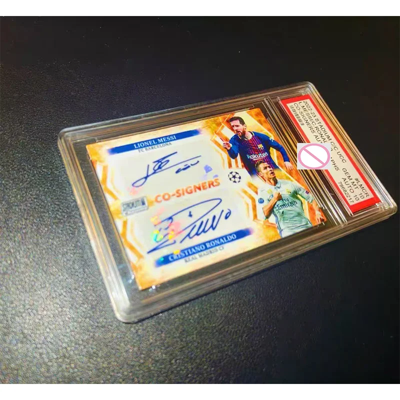 DIY Messi & Ronaldo Trading Cards: Dual-Signed Graded Cards “Exploding Gold” 1/1 Limited Edition Signed Cards view 3