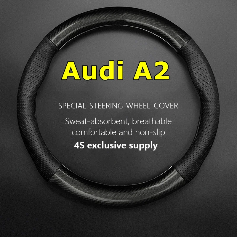 No Smell Thin For Audi A2 Steering Wheel Cover Genuine Leather Carbon Fiber 2002 2011