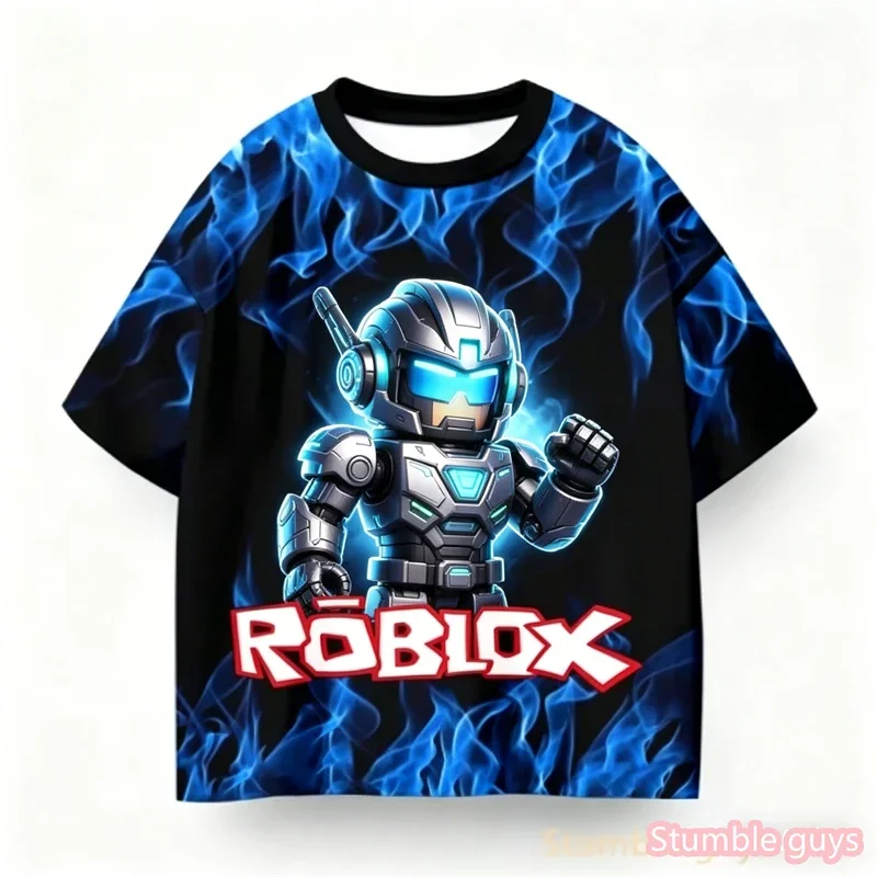 Boys Roblox Theme Tee Tops Anime Summer Fashion Kids Girls S