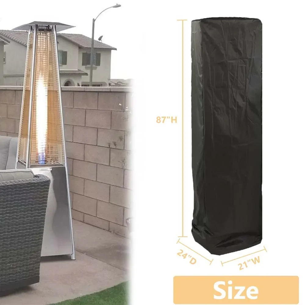 210D Waterproof Air Heater Cover Patio Heater Cover Black Garden Courtyard Outdoor Furniture Dustproof Protection 221x53x61cm