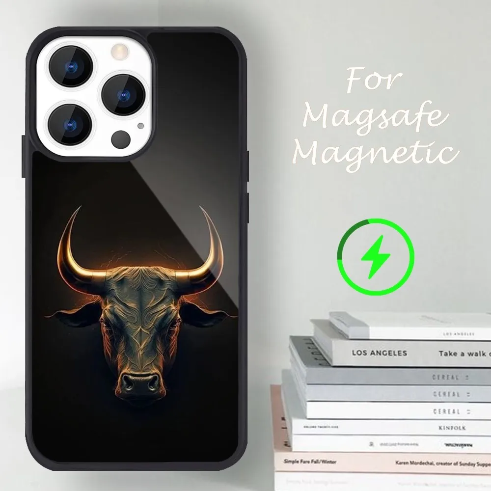 Taurus bull Phone Case For iPhone 14 13 12 11 15 Pro Max Magsafe Magnetic