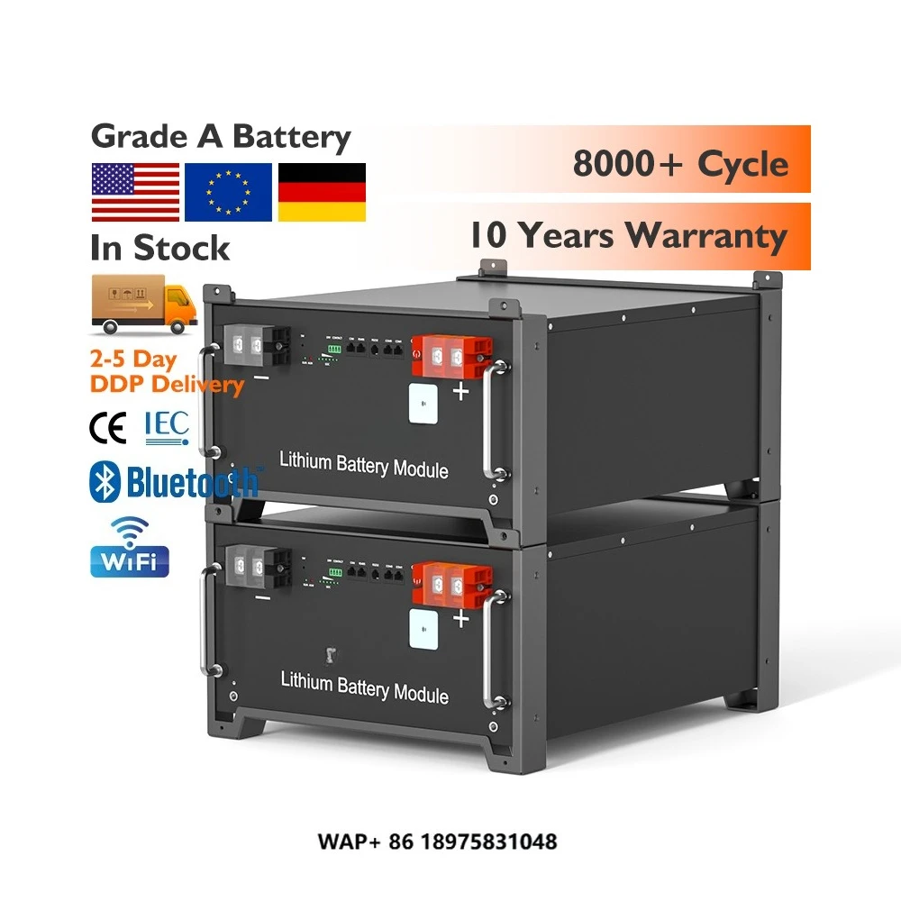 8000 Cycle 15years Energy Storage System Inverters Lithium Battery Pack 51.2V Trade Lifepo4 100ah 200ah 300ah Lithium Solar 48V