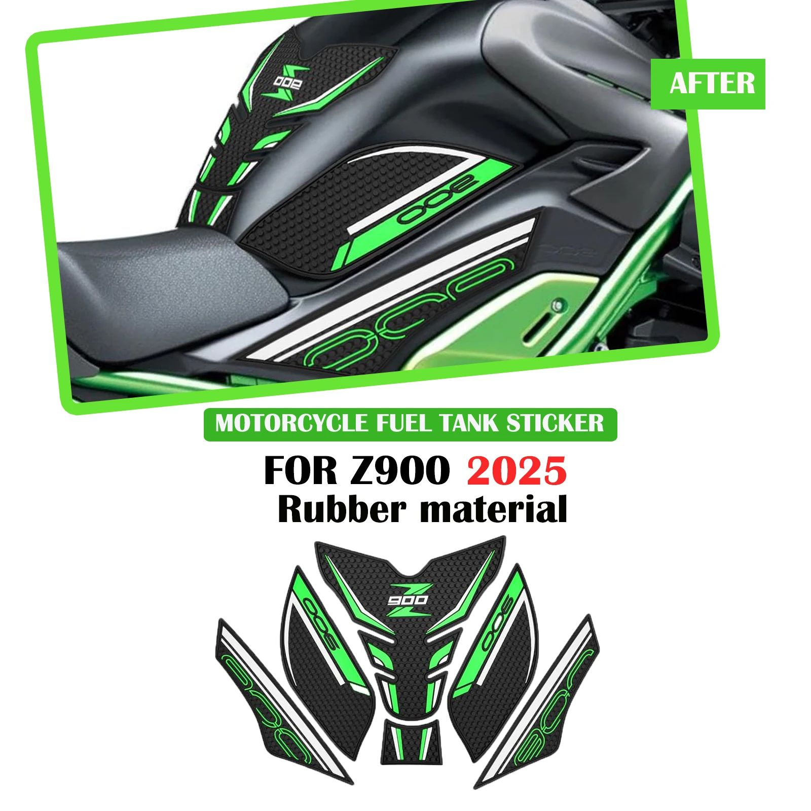 Para kawasaki z900 2025 acessórios da motocicleta antiderrapante decalque decorativo almofada do tanque de combustível bicicleta kit adesivo protetor