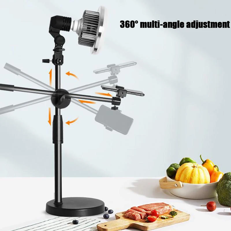 Adjustable 50cm Phone Shooting Bracket Stand With Boom Arm+Super Bright 175W LED Light Photo Studio Kits For Photo/Video