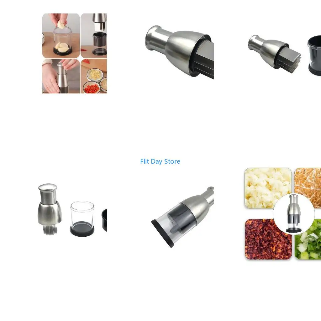 F92C Stainless Steel Manual Garlic Squeezer Multi-function Garlic Grinding Chopper
