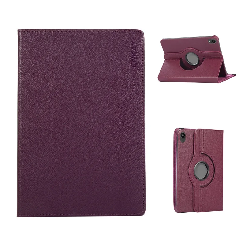 ENKAY HAT PRINCE For iPad 10.9 (2022) / iPad (2025) Tablet Case   Litchi Texture PU Leather Cover Stand - Dark Purple