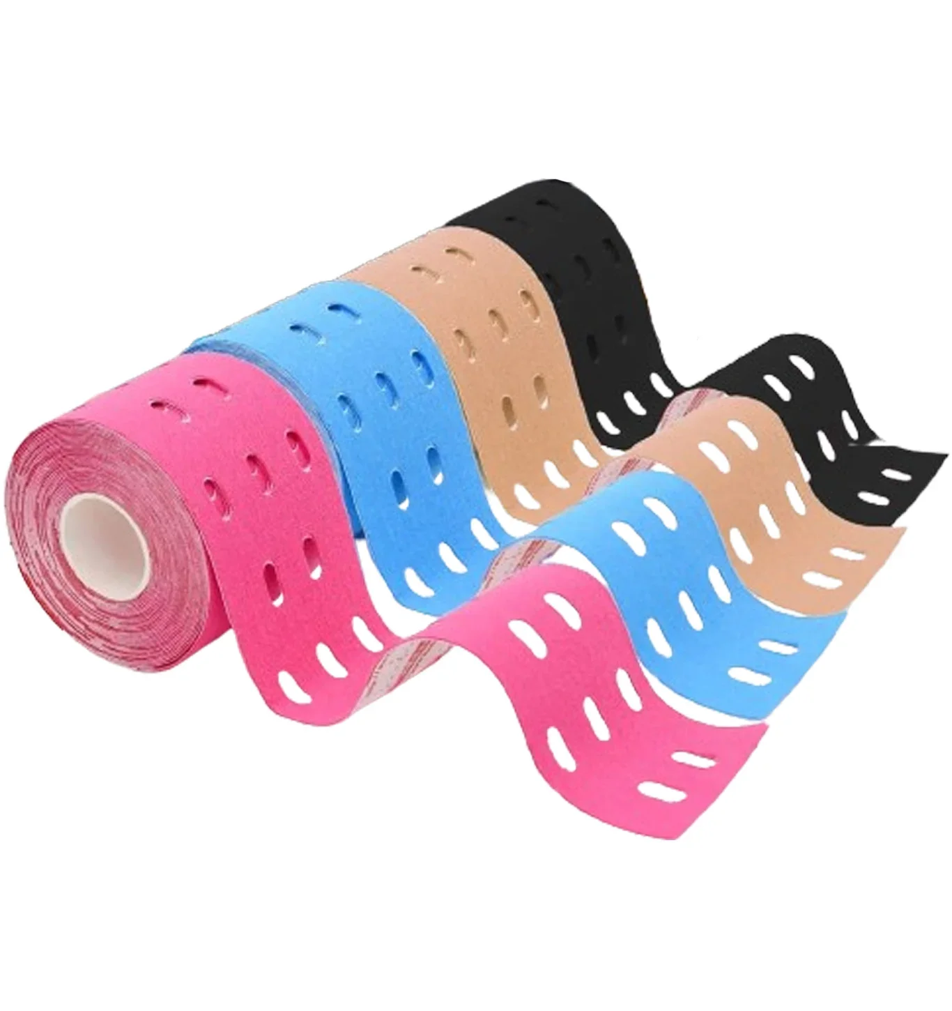 5cm Perforiertes Kinesiologie-Elastikband aus Baumwolle, Muskelschutz für Athleten, Atmungsaktiver Sport-Klebeband, Knieprotektor