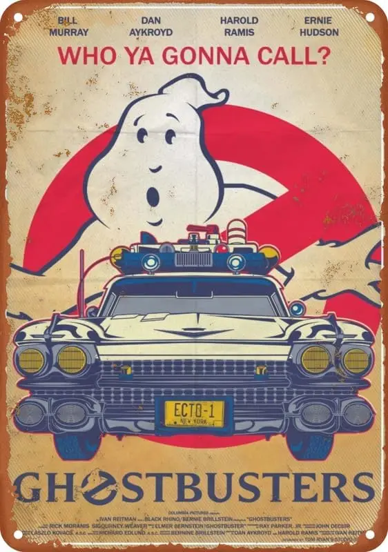 Movie Ghostbusters Poster Vintage Metal Tin Sign Aluminum Sign Art Wall Decor 12 X 8 Inch Bedroom Kitchen Cafe Pub Plaque