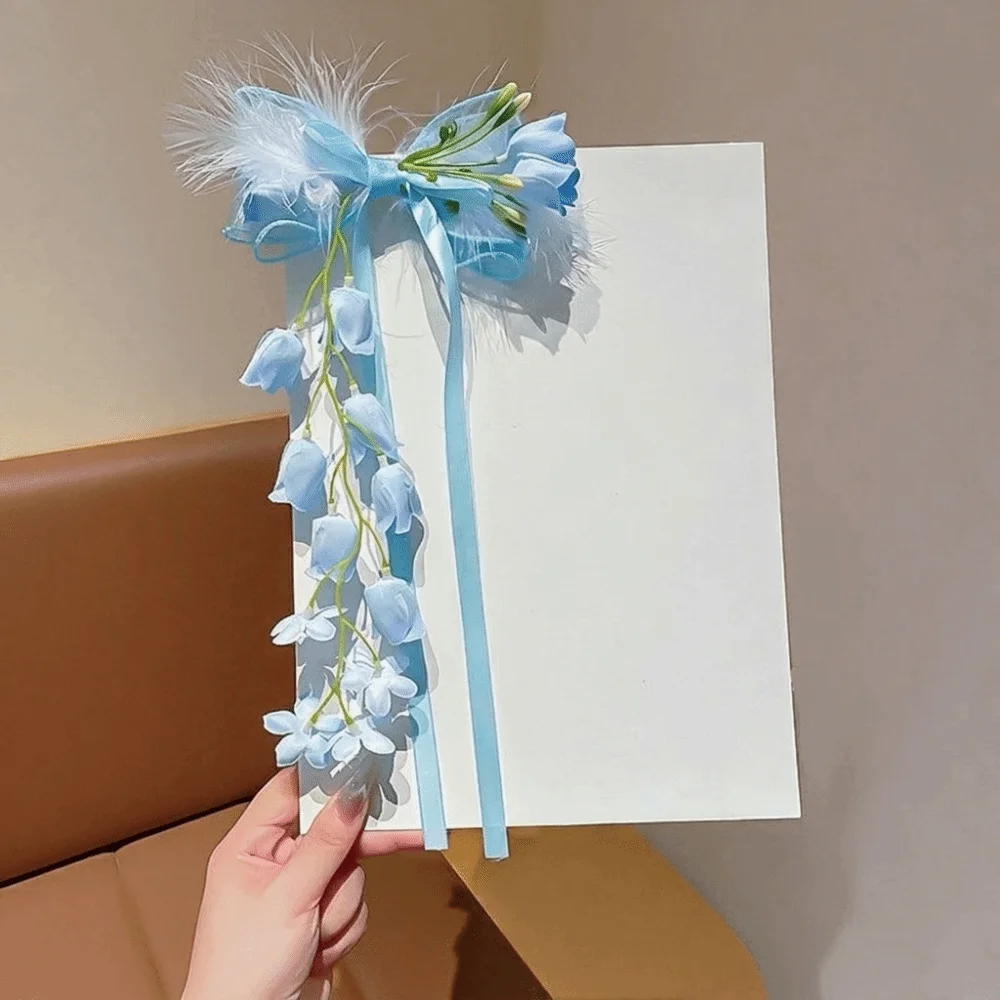 Barrettes à cheveux en tulle doux avec nœud, sequins, ruban orchidée clochette, motifs floraux en maille, accessoires de coiffure Lolita, mariée