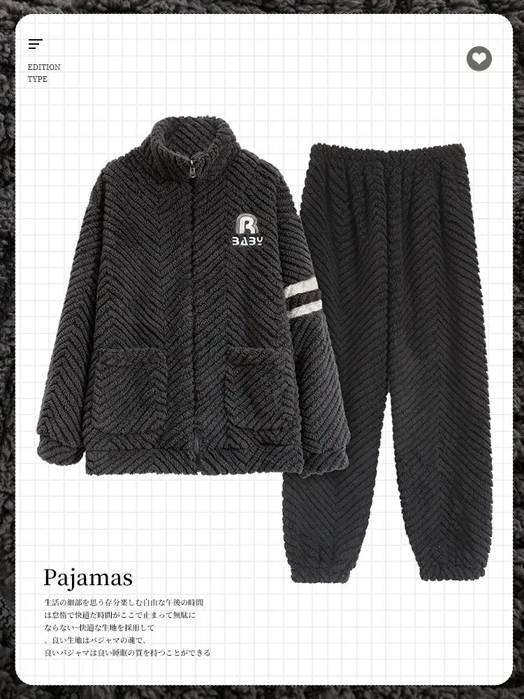 Pijama térmico a juego para hombre, ropa de dormir de talla grande para el hogar, para pareja, de invierno