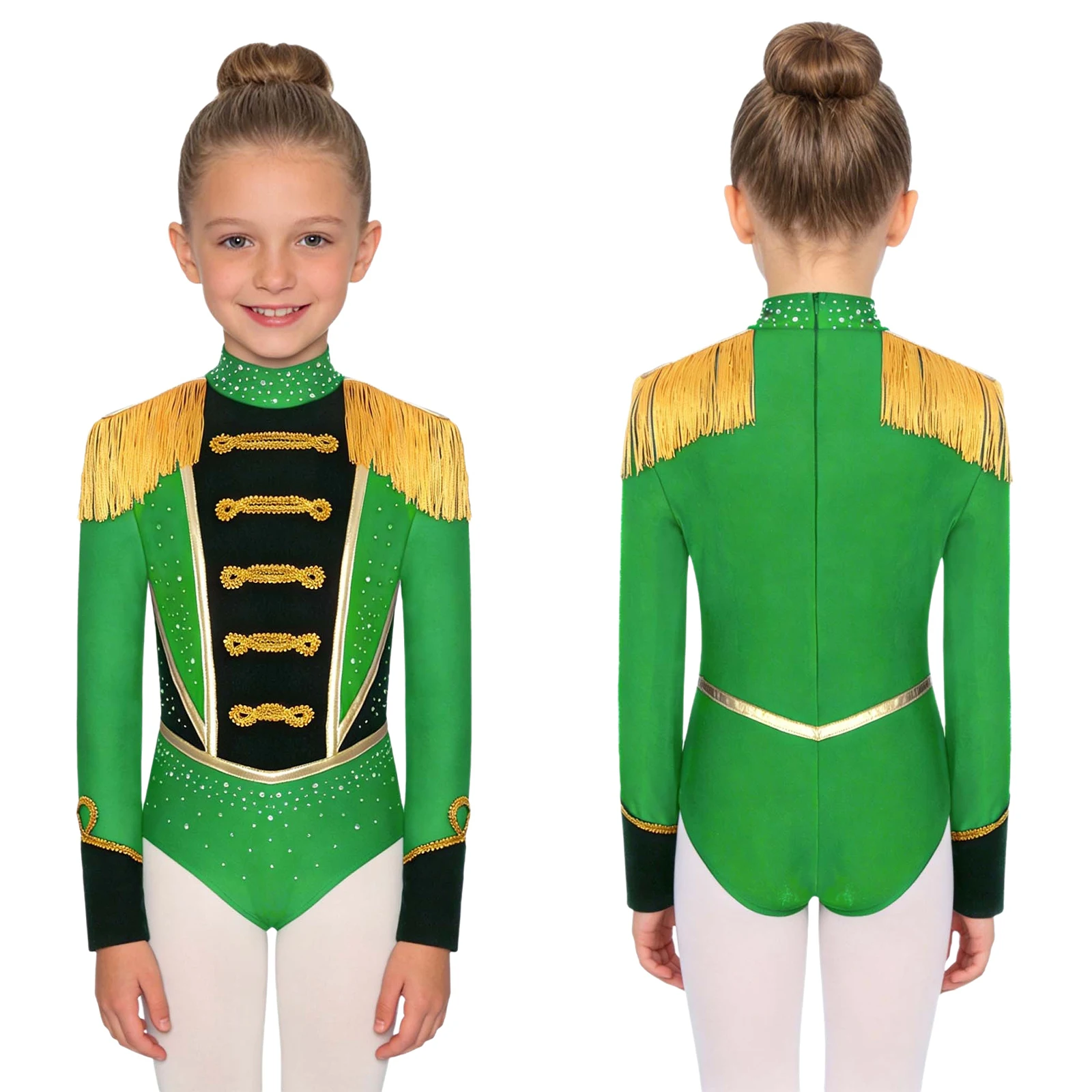 

Carnival Naughty Circus Ringmaster Cosplay Performance Bodysuit Long Sleeve Fringe Epaulets Leotard for Halloween Fancy Dress Up