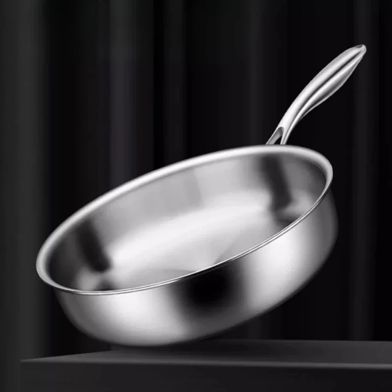 

316 Stainless Steel Pan Uncoated Frying Pan Household Small Non-stick Pan Induction Cooker Special Wok Calderos De Cocina