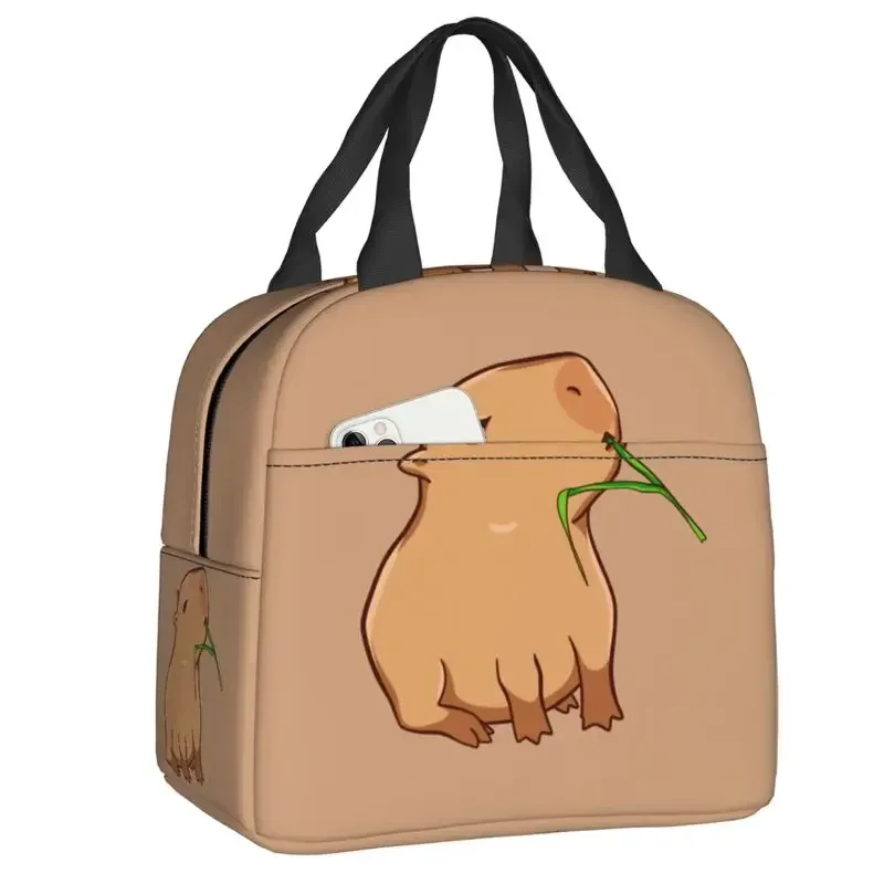 Cute Capybara Insulated Lunch Box for Women Warm Cooler Thermal Bag Outdoor Camping Travel Picnic Food Container Tote