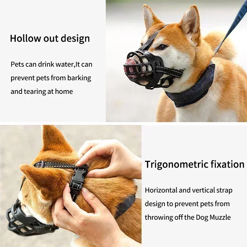 Soft Glue Adjustable Dog Muzzle Anti-biting Chewing Mask Breathable Dog Muzzle Durable Strong Basket Mask Muzzle Dog Supplies