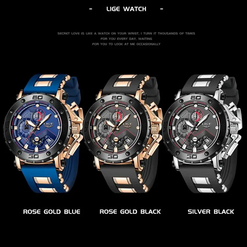 LIGE 2024 Luxury Men Watches Original Case Large Dial Watch Men Business Wristwatch Sports Watch for Men Clock Relogio Masculino