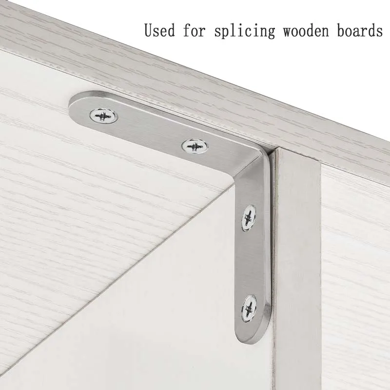 

10PCS Thickened Stainless Steel Straight Piece Corner Code Wooden Furniture Connector L-Shaped 90 Degree Right Angle Bracket