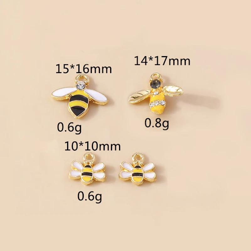 Leslie 20 Stück Emaille-Anhänger, 15 x 19 mm, niedliche Honigbienen-Anhänger für die Schmuckherstellung, Damen-Ohrringe, Armband, Halskette, DIY – Detail 17