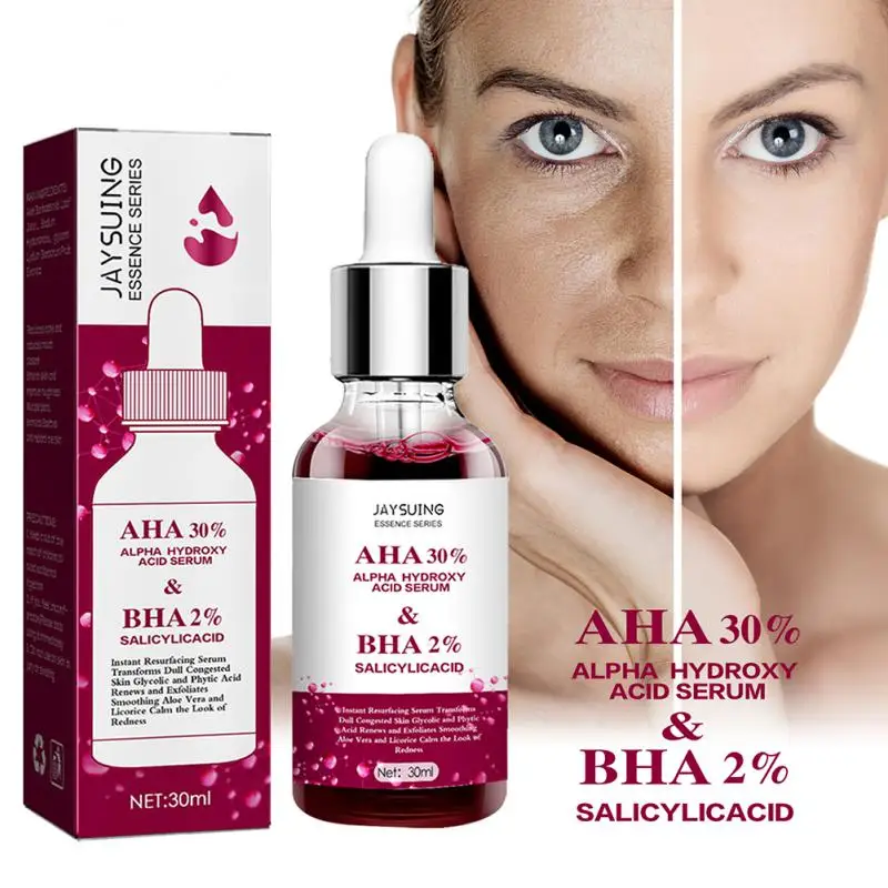 30ml AHA 30% + BHA 2% Face Serum Fruit Acid Acne Oil Control Remove Blackheads Shrink Pores Skin Texture Improve Care