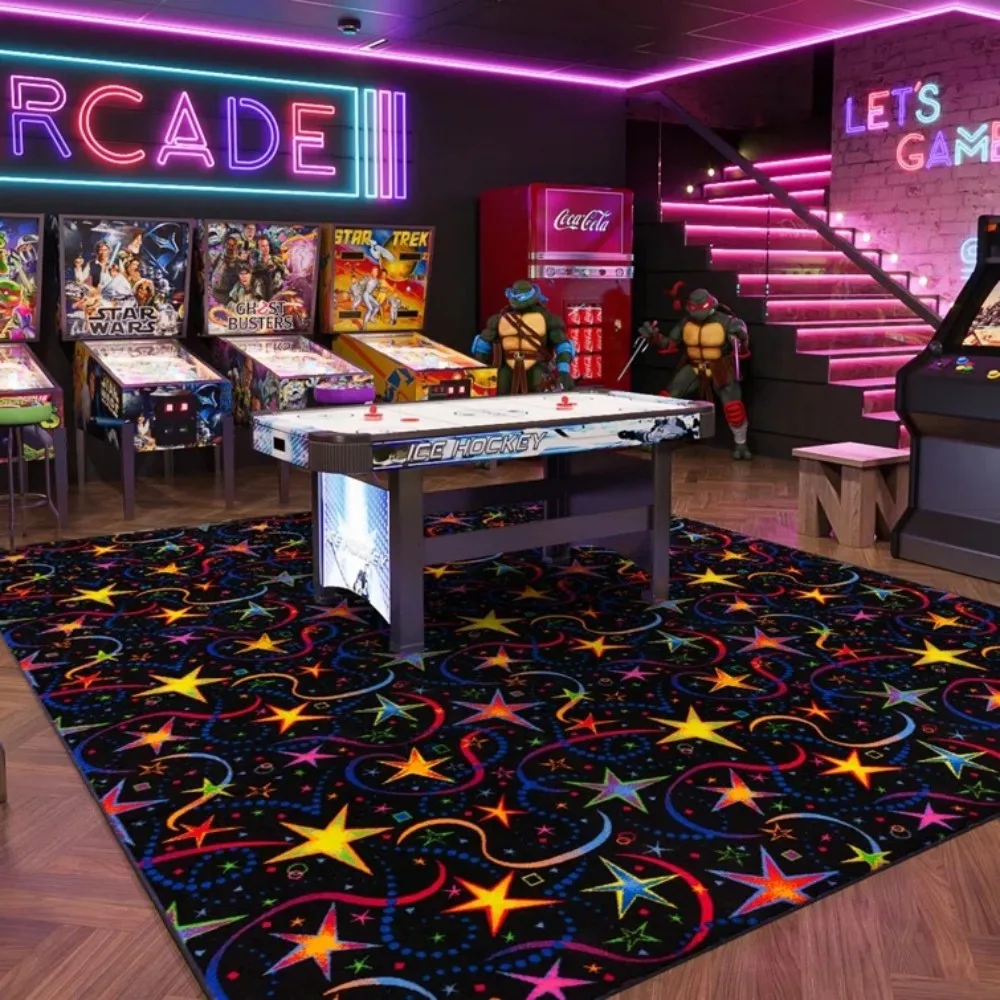 VIKAMA 3D Neon Light Visual Carpet  For Esports Game Room Lounge Bar Area Decorative Sofa Comfortable Foot Pad Home Decoration