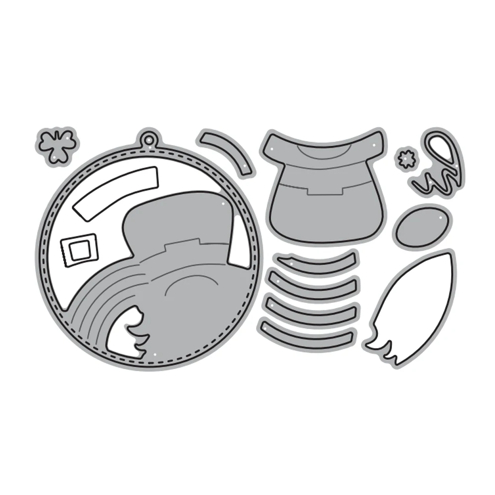 MangoCraft ST. Patrick Day Gnome Round Shaker Cutting Dies For DIY Scrapbooking Supplies Metal Cut Dies For Card Album Decor