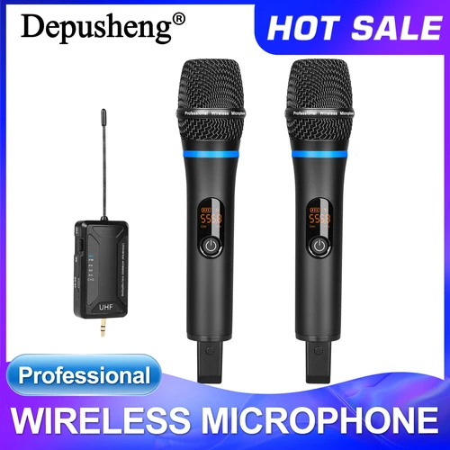 Depusheng-micrófono inalámbrico W8-1, accesorio dinámico de Metal UHF, con receptor recargable, PARA Karaoke y bodas
