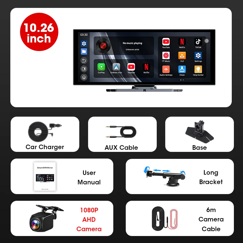 Jansite Universele Auto Multimedia Videospeler Bluetooth Draadloze Carplay Android Auto Scherm Stereo Radio voor YouTube Netflix