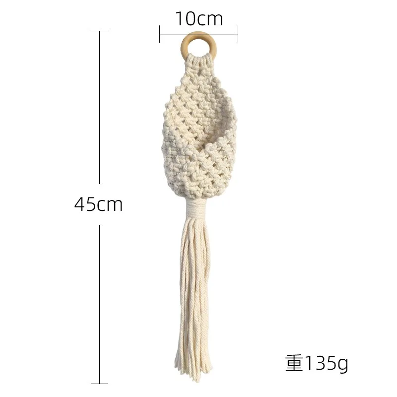 Hand-woven water drop mesh pocket tapestry, flower pot plant storage mesh pocket, wall hanging