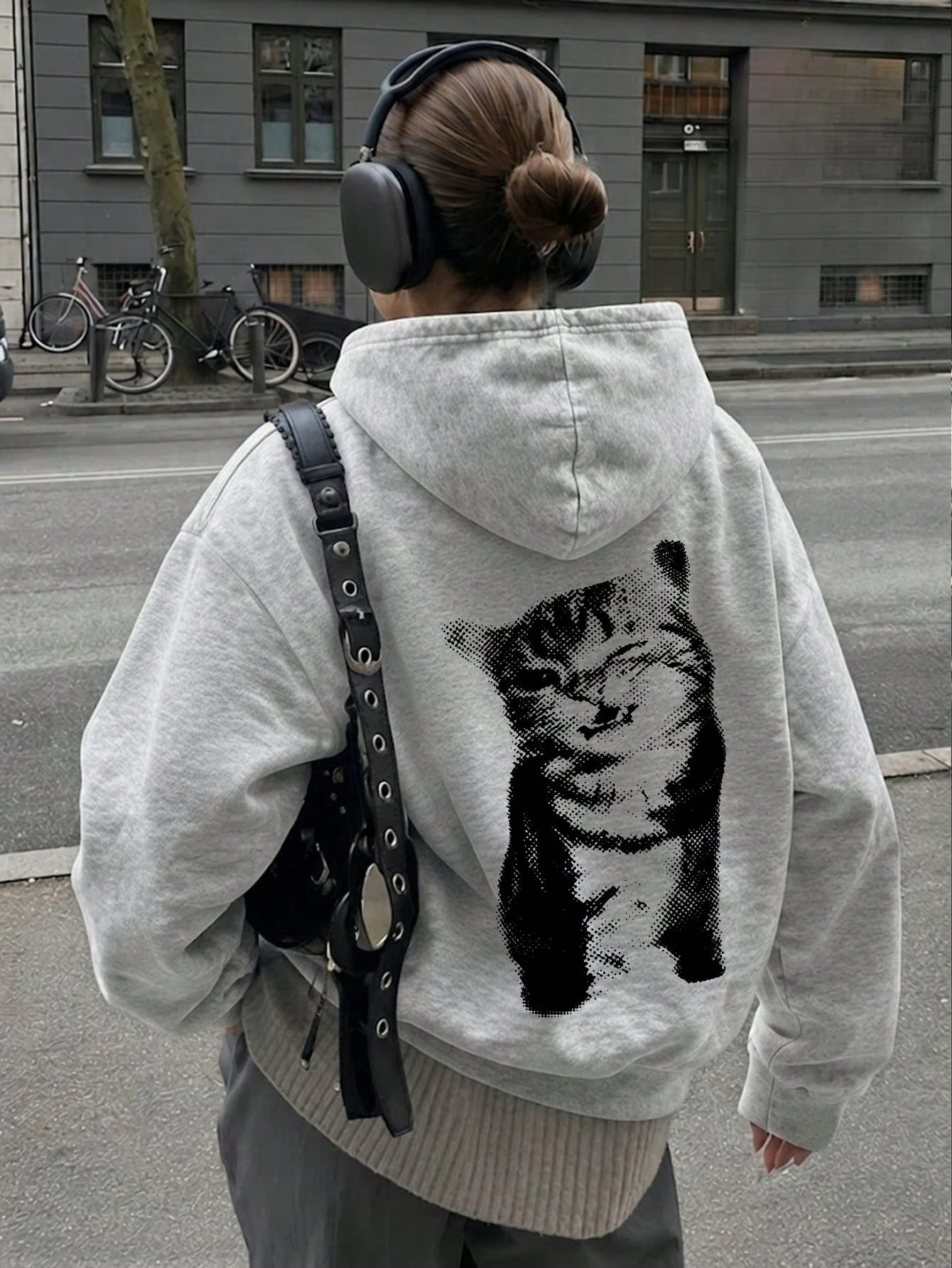 New Calico Cat Printed Casual Multi Functional Hooded Wool Sweater for Men and Women in Autumn and Winter