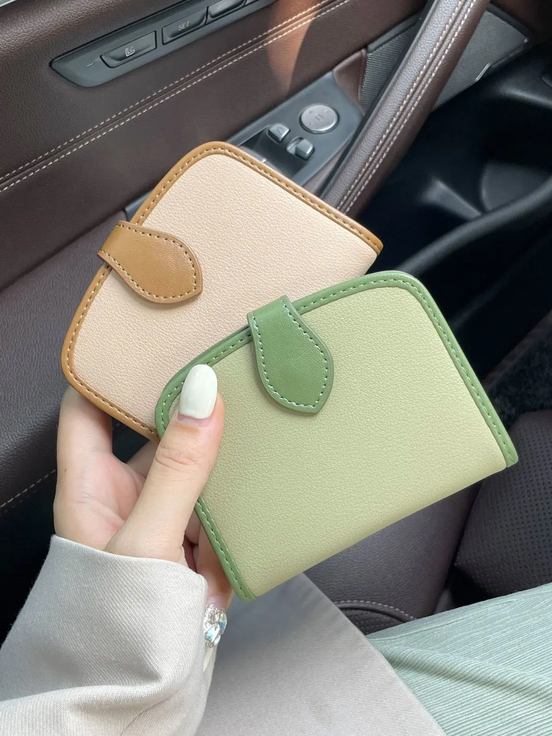Genuine Leather Simple Contrasting Color Protection Driver's License Card Bag Certificate Leather Cover for Women