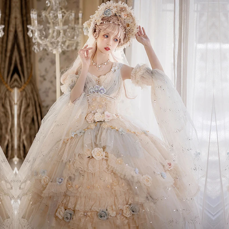 Sweet Lolita  Dress Women Victorian Vintage Palace Forest Dancing Party Princess Dresses Girls Chic Lace Ruffles Fairy Dress