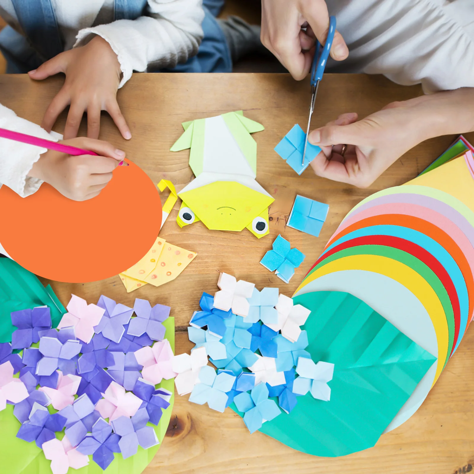 

500 Sheets DIY Origami Paper Colorful Construction Circle Paper for Crafting Decorations Handicraft Projects Kids Learning