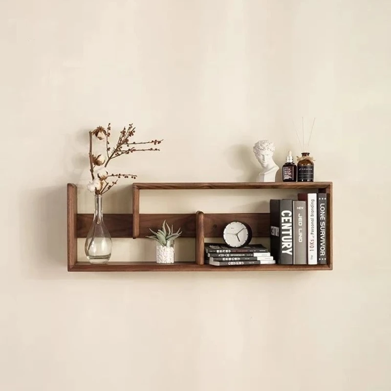 Shelf, Nordic black walnut solid wood wine rack