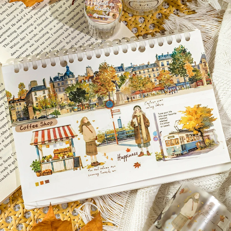 Mr. Paper, 200cm/roll, Vintage City Street View Tape Stickers, Scrapbook Notebook Phone Case Diary Creative Decorative Stickers