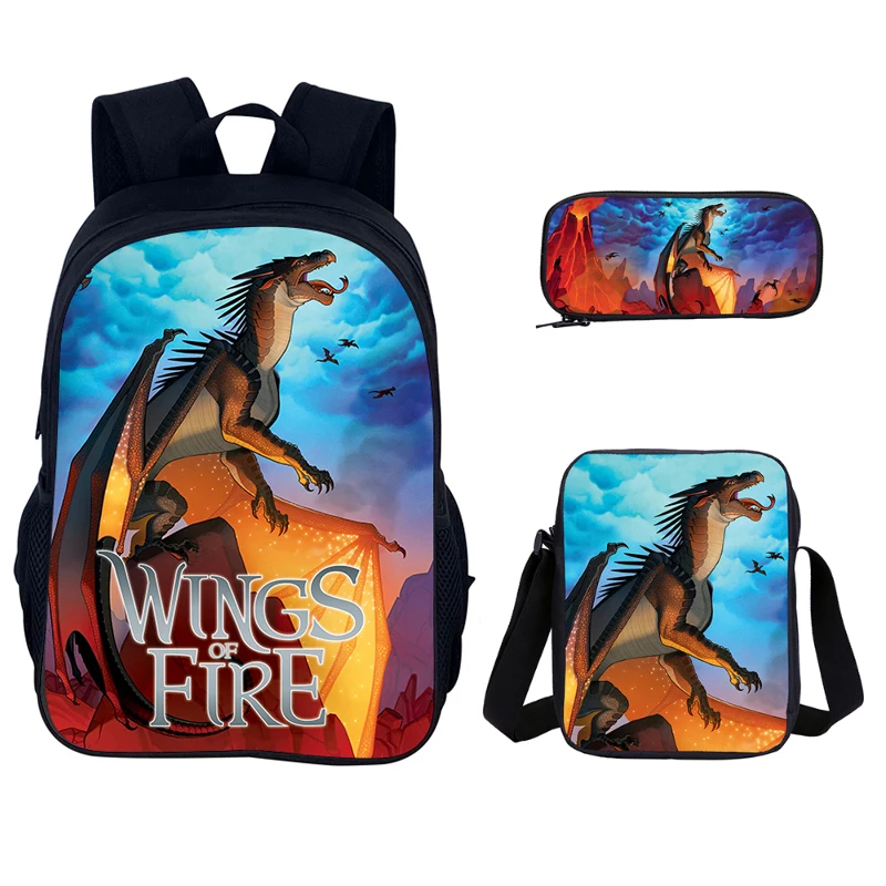 Cartoon 3pcs Set Wings of Fire Backpack School Bags Anime Shoulder Bag Pencil Case Camping Book Bags for Boys Girls Best Gift