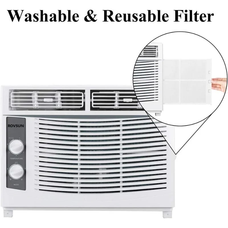 ROVSUN 5000 BTU Air Conditioner Window Unit, 115V/60Hz AC for Window, Cooling Rooms up to 150 Sq. Ft, Easy Install Kit Included