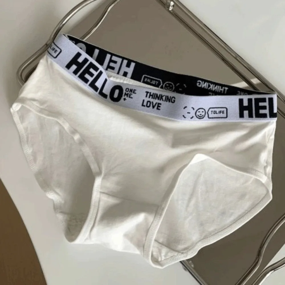 

4Pcs Cotton Crotch Women Cotton Panties Set Low Waist Underwear Sports Style Briefs Random Color Comfortable Letter Underpants