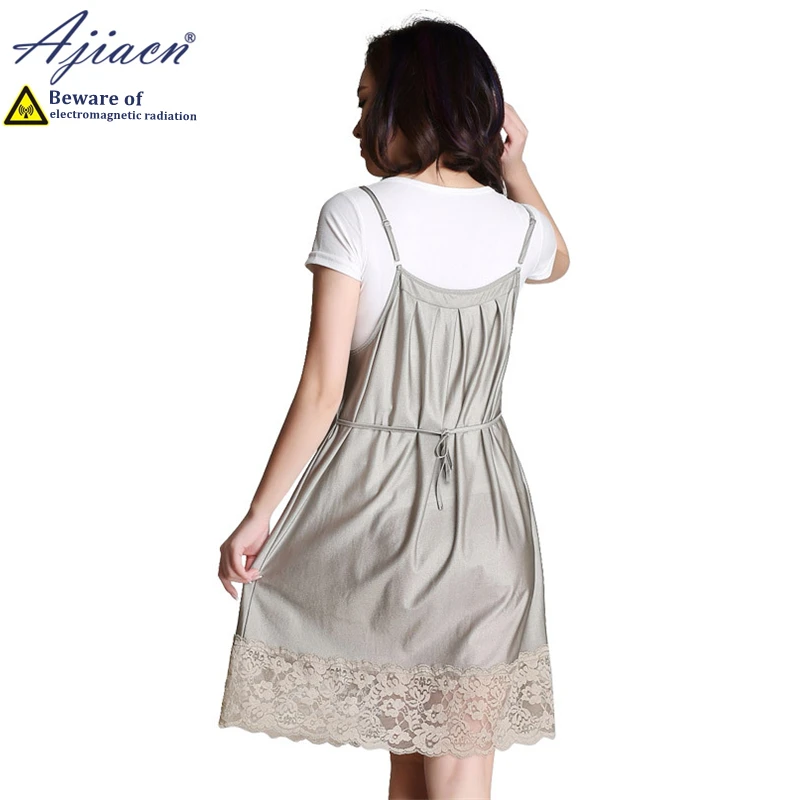 Anti-radiation 100% silver fiber knitted fabric extended maternity clothing electromagnetic radiation shielding slip dress