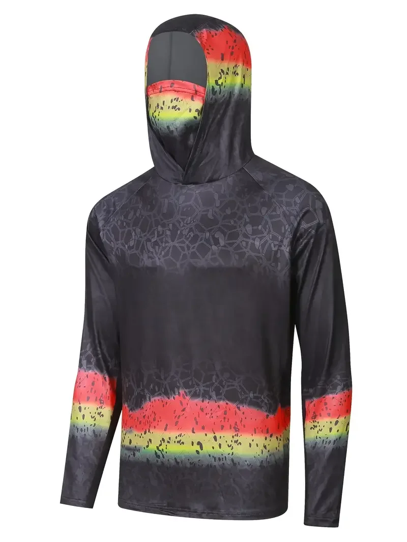 Outdoor New Men Odzież wędkarska Bluza z kapturem Anti-UV Filtr przeciwsłoneczny UPF50+ Szybkoschnąca koszula wędkarska z długim rękawem i osłoną twarzy