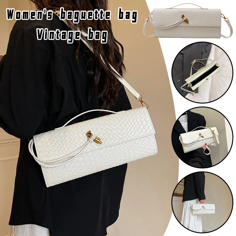 

Baguette Bag Women Vintage Y2K Shoulder Bag Soft PU Leather Underarm Crossbody Handbag Adjustable Strap Fashion Purse for outdoo