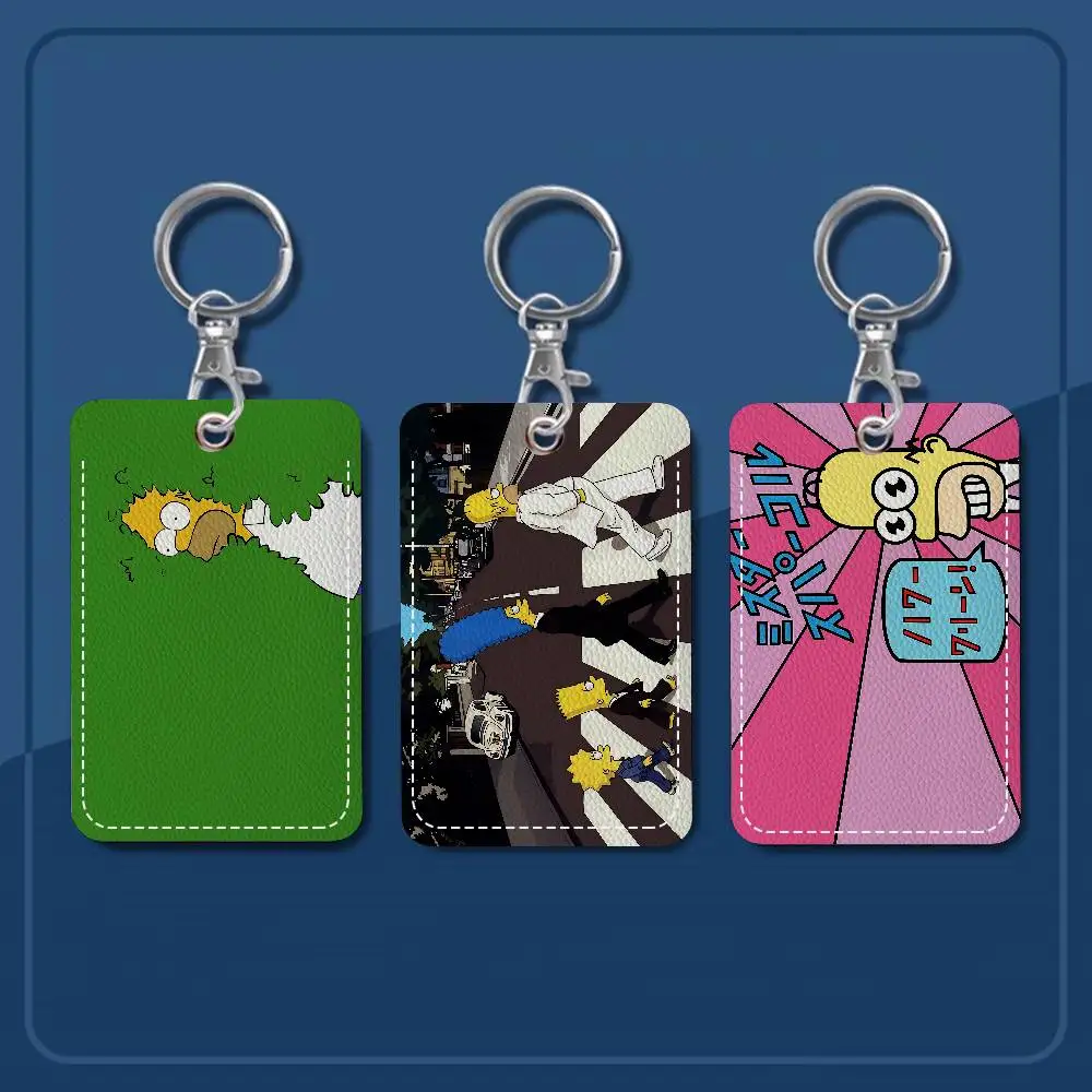 حامل بطاقات سلسلة المفاتيح المستطيل من كارتون The S-Simpsons، حامل بطاقة الائتمان شارة، حامل بطاقة هوية الطالب، غطاء بطاقات الحافلة #1