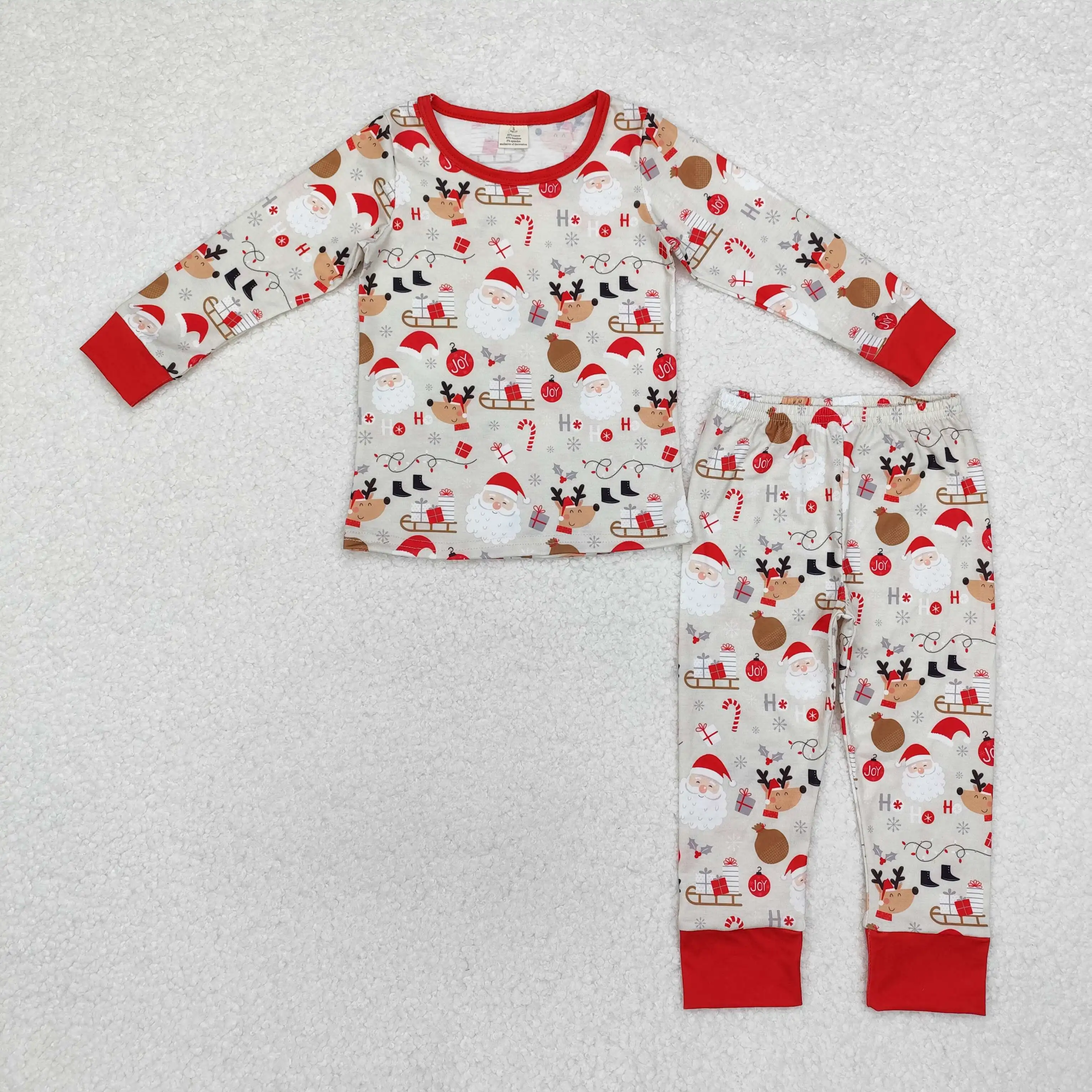 NEW rts baby fashion christmas boys pajama set wholesale boutique santa claus pattern festive boy bamboo festive sleepwear