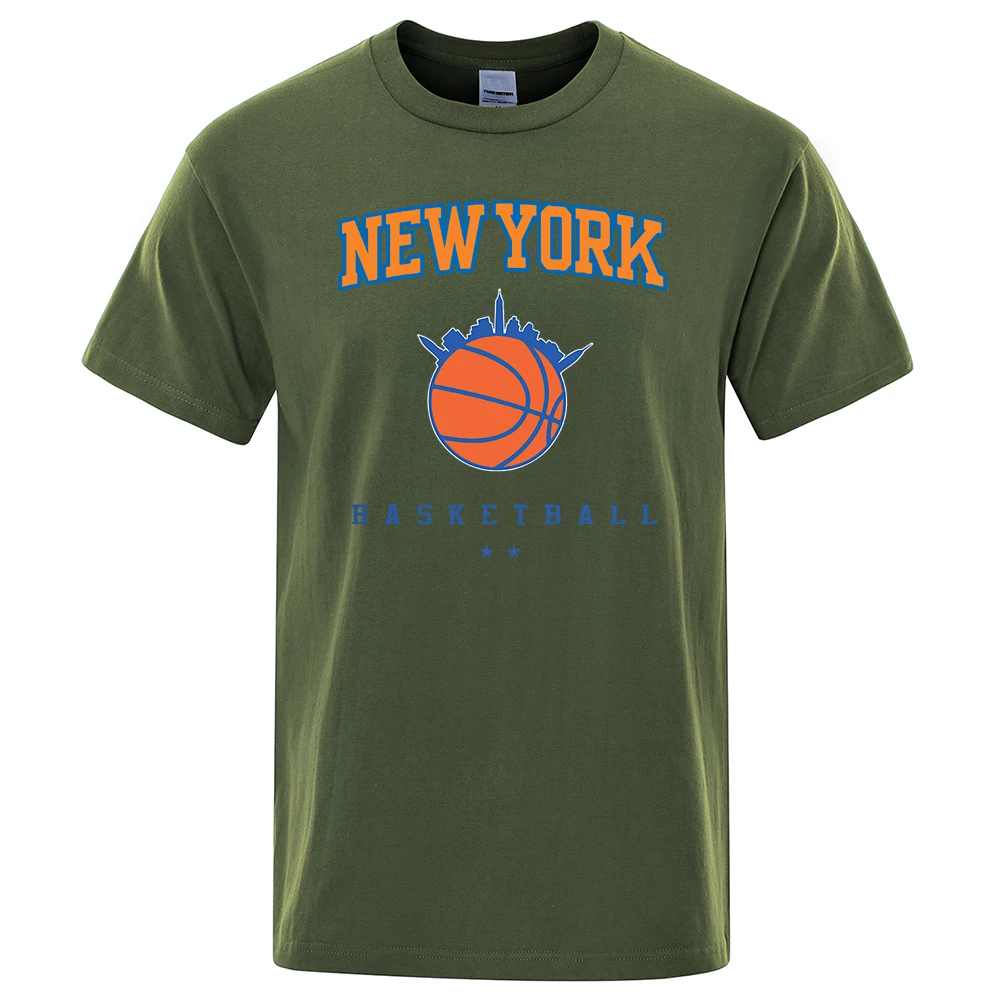 New York Basketball Persönlichkeit Straße Männliche Kleidung Hohe Qualität Oversize T-Shirts Sommer Atmungsaktive T-Shirt Hip Hop Baumwolle Tops