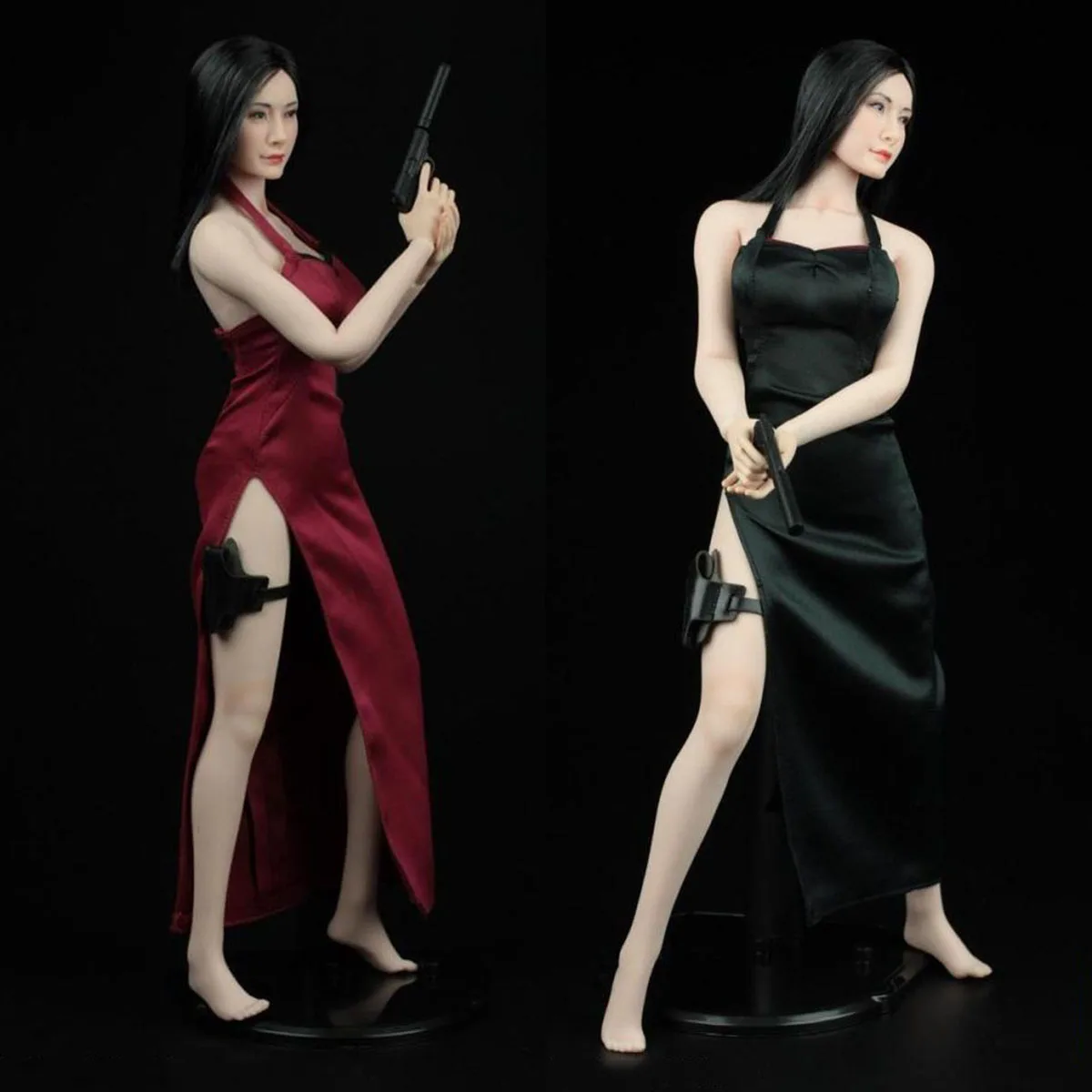 

AFS A003 Масштаб 1/6, сексуальное женское платье Killer Ada Wong Cheongsam, красный/черный цвет, костюм с разрезом, платье для 12-дюймового женского тела