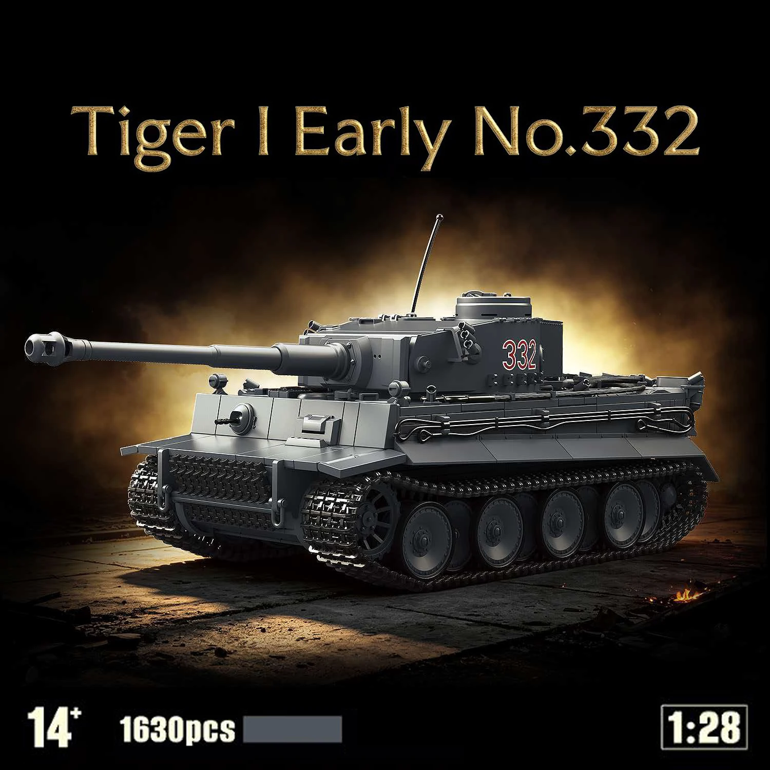tiger-i-modele-precoce-n°-332-sdkfz181-pzkpfwvi-version-ausfe-production-precoce-3-s-pzabt-503-'das-reich'-n°332-blocs-de-construction-militaires