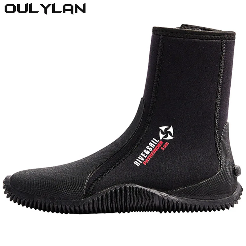 Oulylan Premium Neoprene Diving Boot 5m scarpe da acqua muta stivaletti con suola in gomma antiscivolo cerniera per Surf Scuba 1 paio