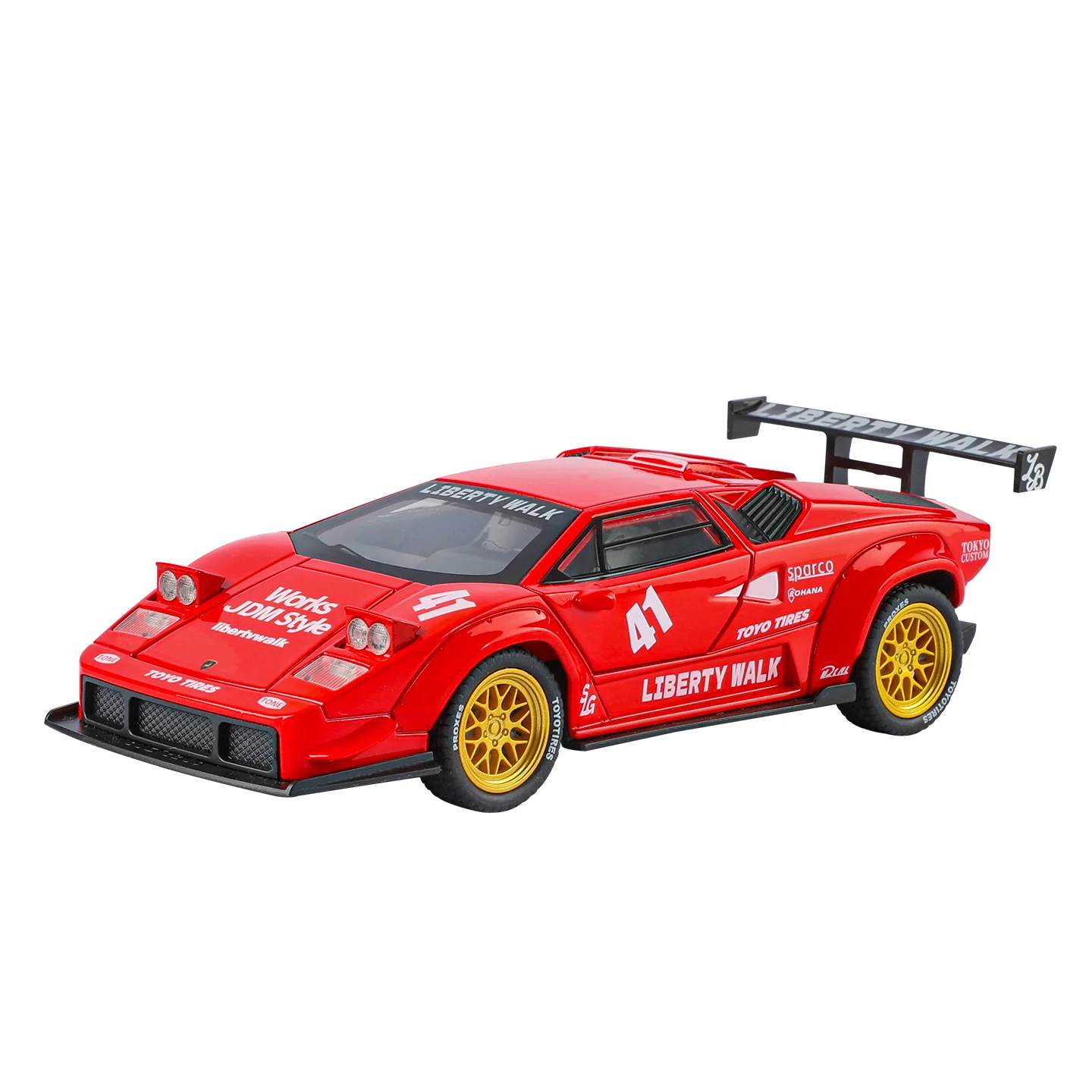 NOWY 1:32 Countach LBWK LP500S Supercar Model Samochodu ze Stopu Metali z Dźwiękiem i Światłem, Napędem Pull Back, Zabawka dla Dzieci, Kolekcjonerski Prezent Urodzinowy