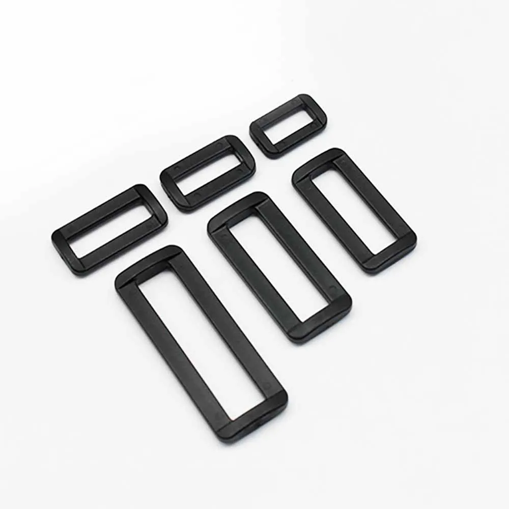 Anillos rectangulares de plástico, hebillas ajustables para bucles, correas para mochilas, accesorios, tamaño 15mm-50mm, 1-100 Uds.