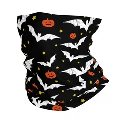 Halloween Bats And Pumpkins Bandana Neck Gaiter Windproof Face Scarf Cover Men Women Gothic Witch Headwear Tube Balaclava