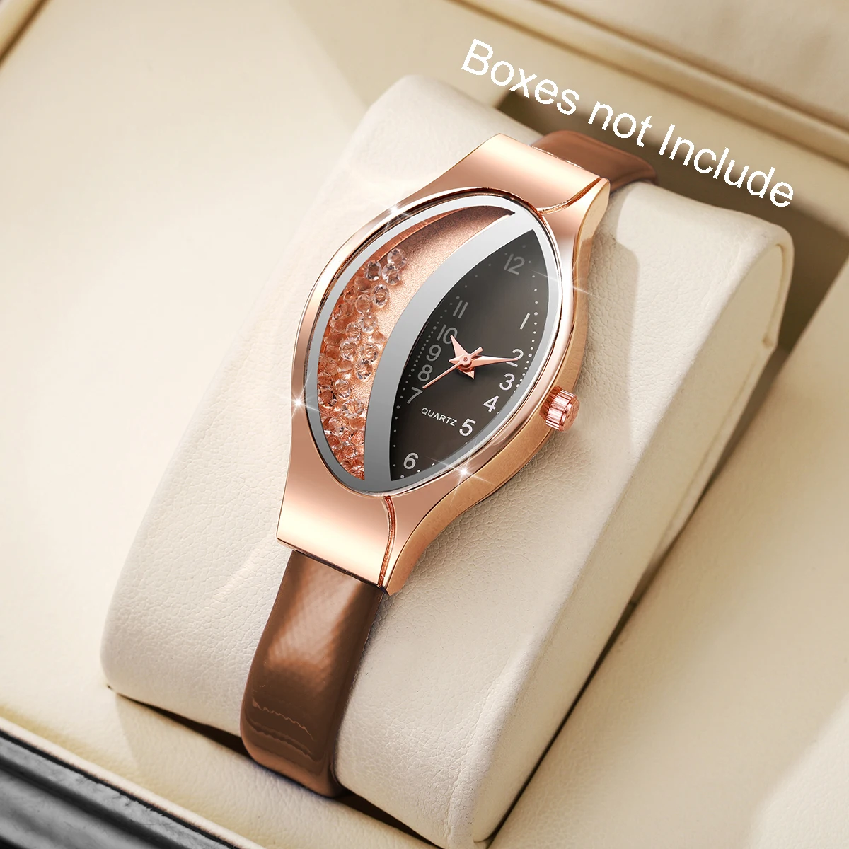 Fashion Rhinestone Women Quartz Wristwatch Casual Leather Strap Arabic Dial Watch For Ladies Clock Reloj Mujer (Without Box)